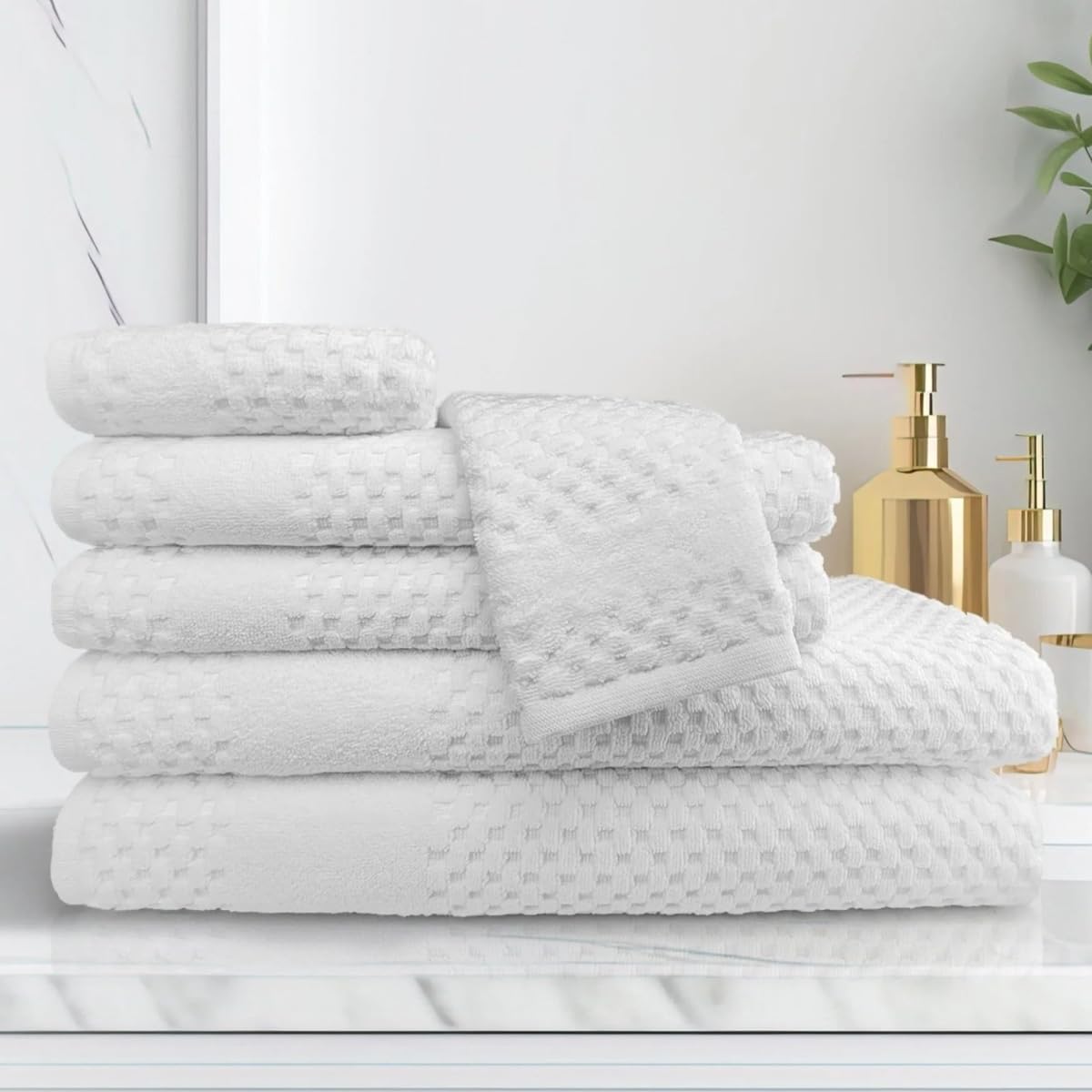Checker Design Bath Mat Set