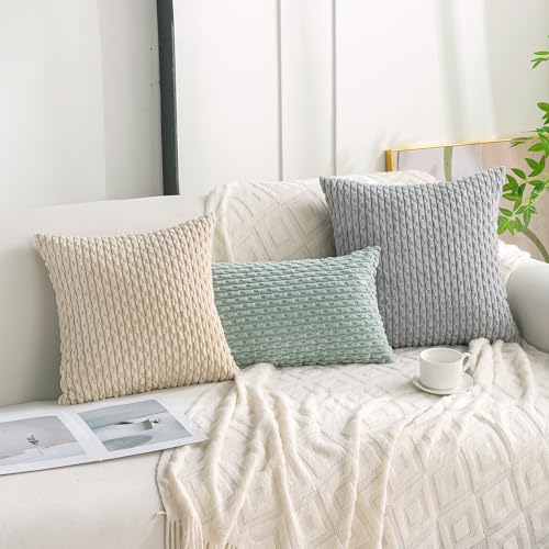 Neutral Corduroy Throw Pillow Covers Set