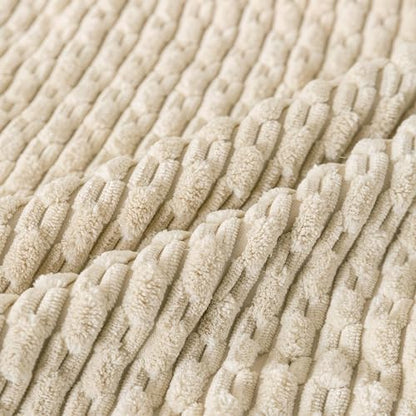 Neutral Corduroy Throw Pillow Covers Set