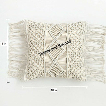 Boho Macrame Tassel Pillow Covers Set