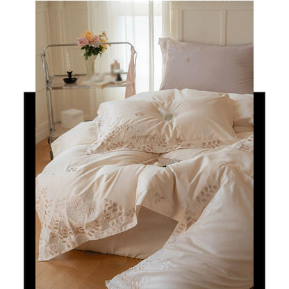 Embroidered Satin Cotton Bedding Set