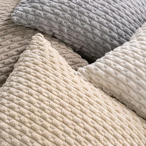 Neutral Corduroy Throw Pillow Covers Set