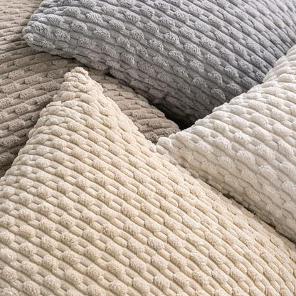 Neutral Corduroy Throw Pillow Covers Set