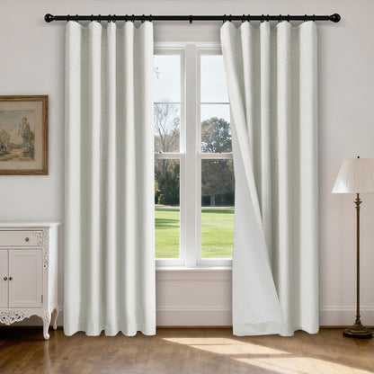 Linen Blend Blackout Curtain Set