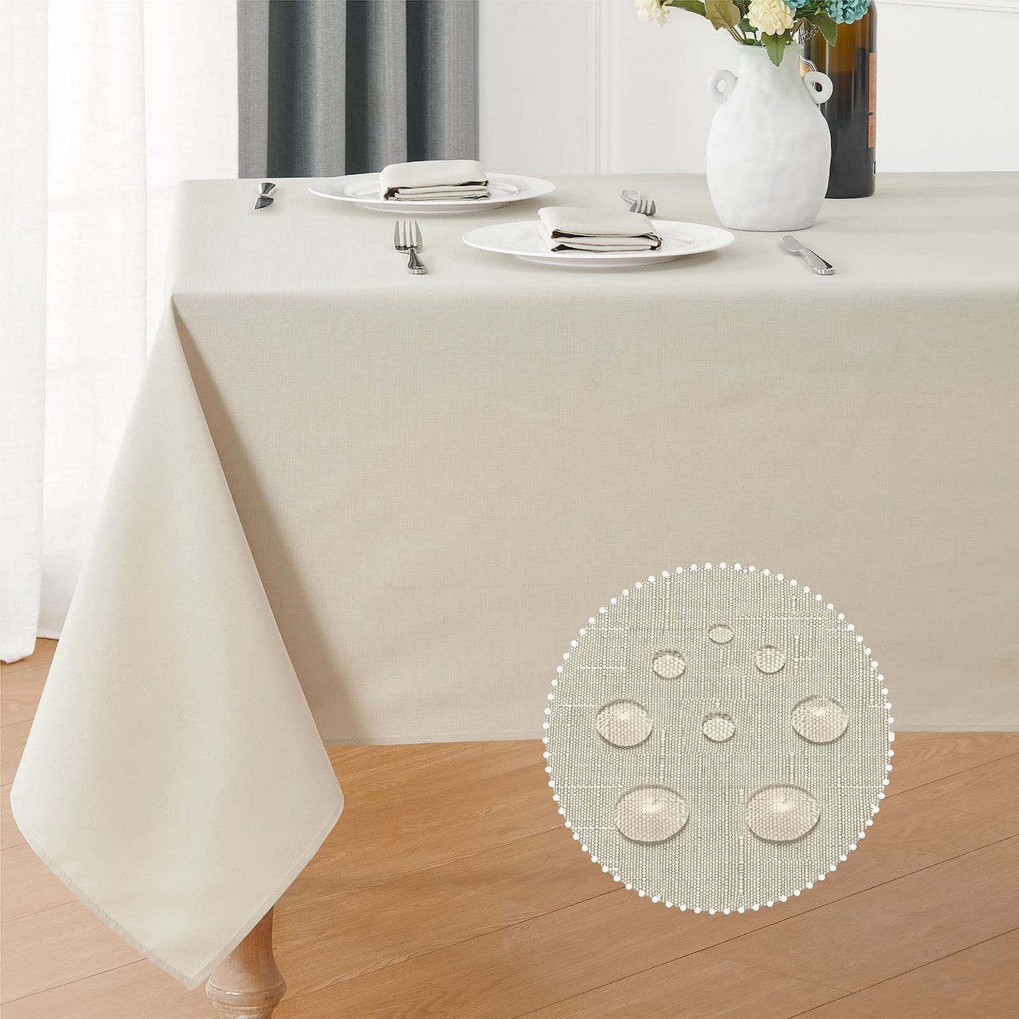 Waterproof Linen Textured Tablecloth