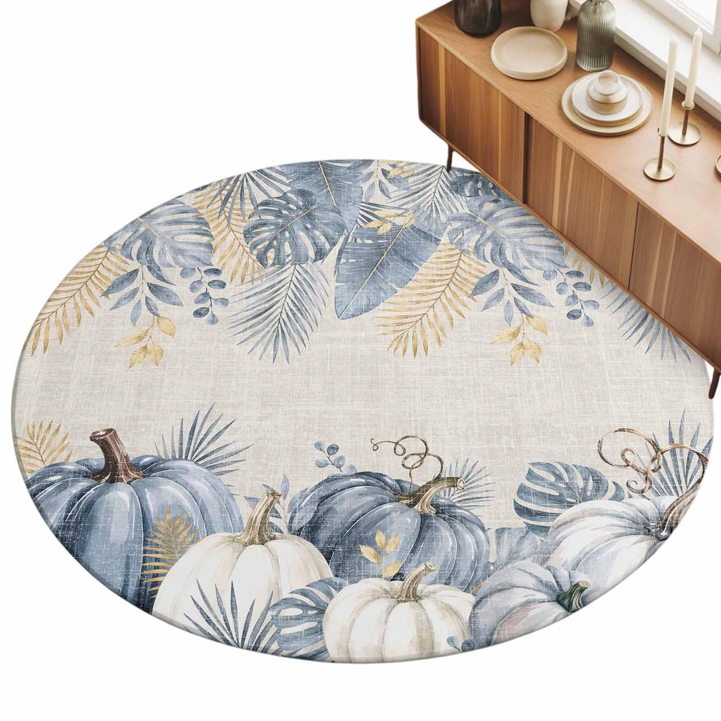 Pumpkin Leaf Linen Table Runner
