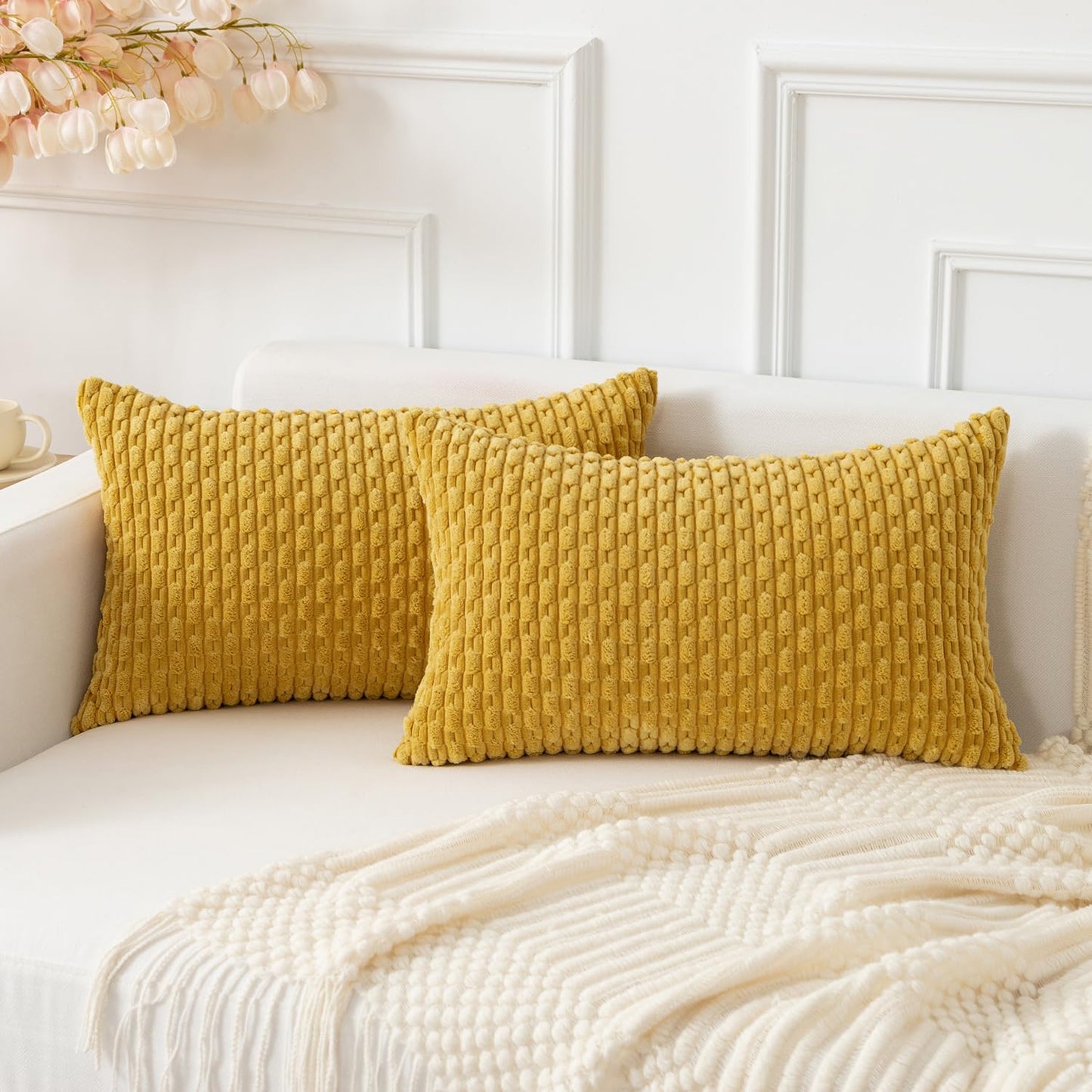 Boho Striped Corduroy Pillow Covers
