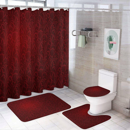 4 Piece Shower Curtain & Bath Mat Set