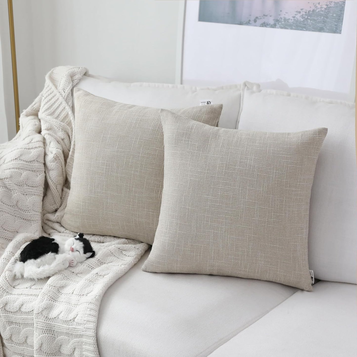 Linen Throw Pillow Covers Set