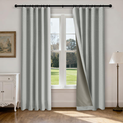 Linen Blend Blackout Curtain Set