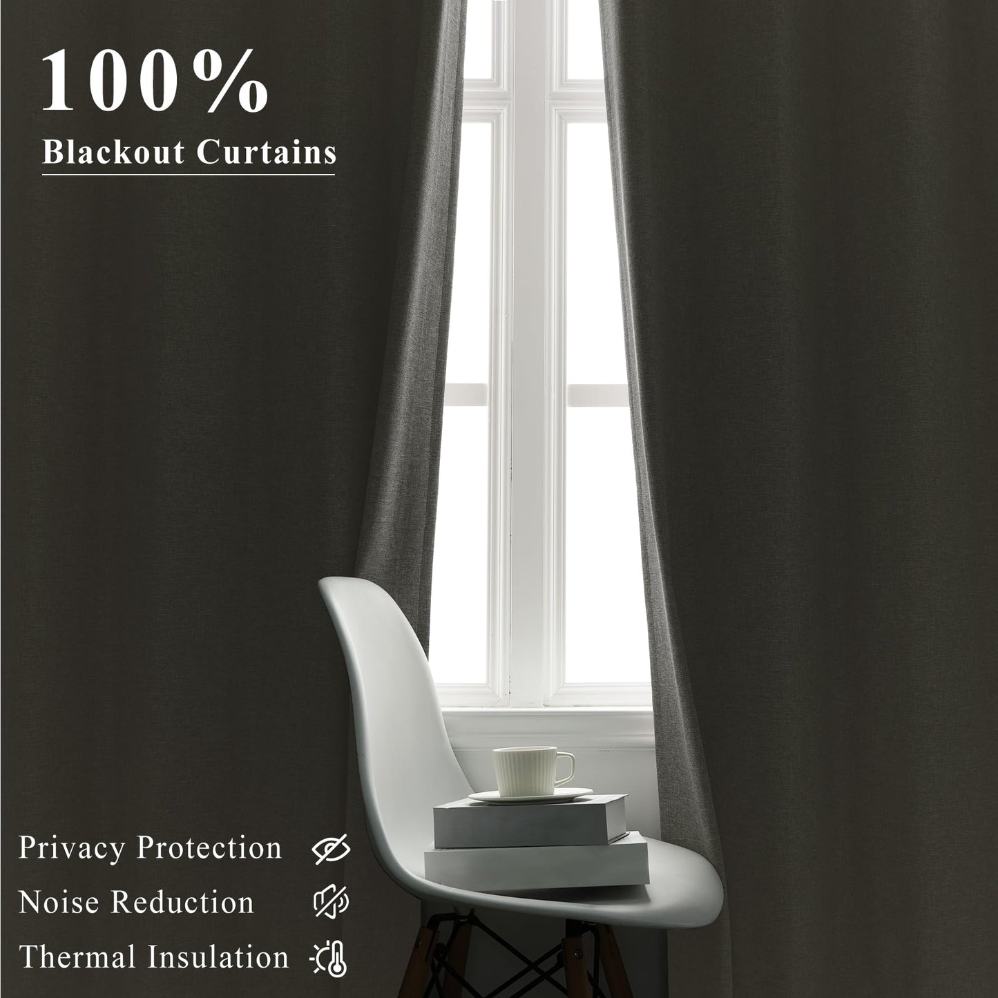 Linen Blend Blackout Curtain Set