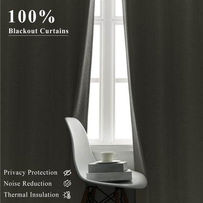 Linen Blend Blackout Curtain Set