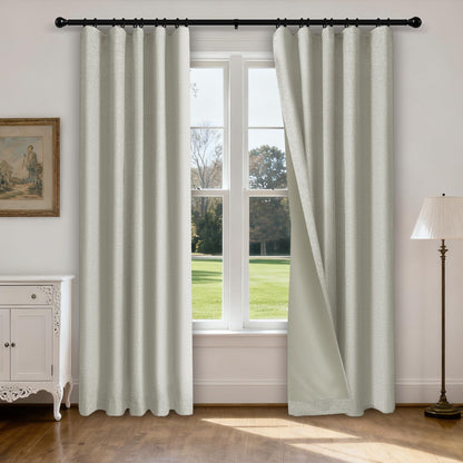 Linen Blend Blackout Curtain Set