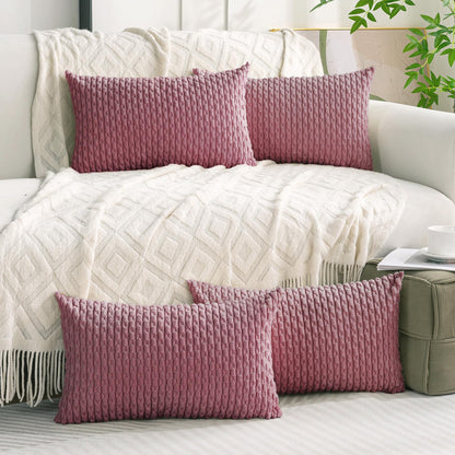 Neutral Corduroy Throw Pillow Covers Set