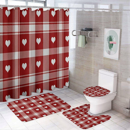 4 Piece Shower Curtain & Bath Mat Set