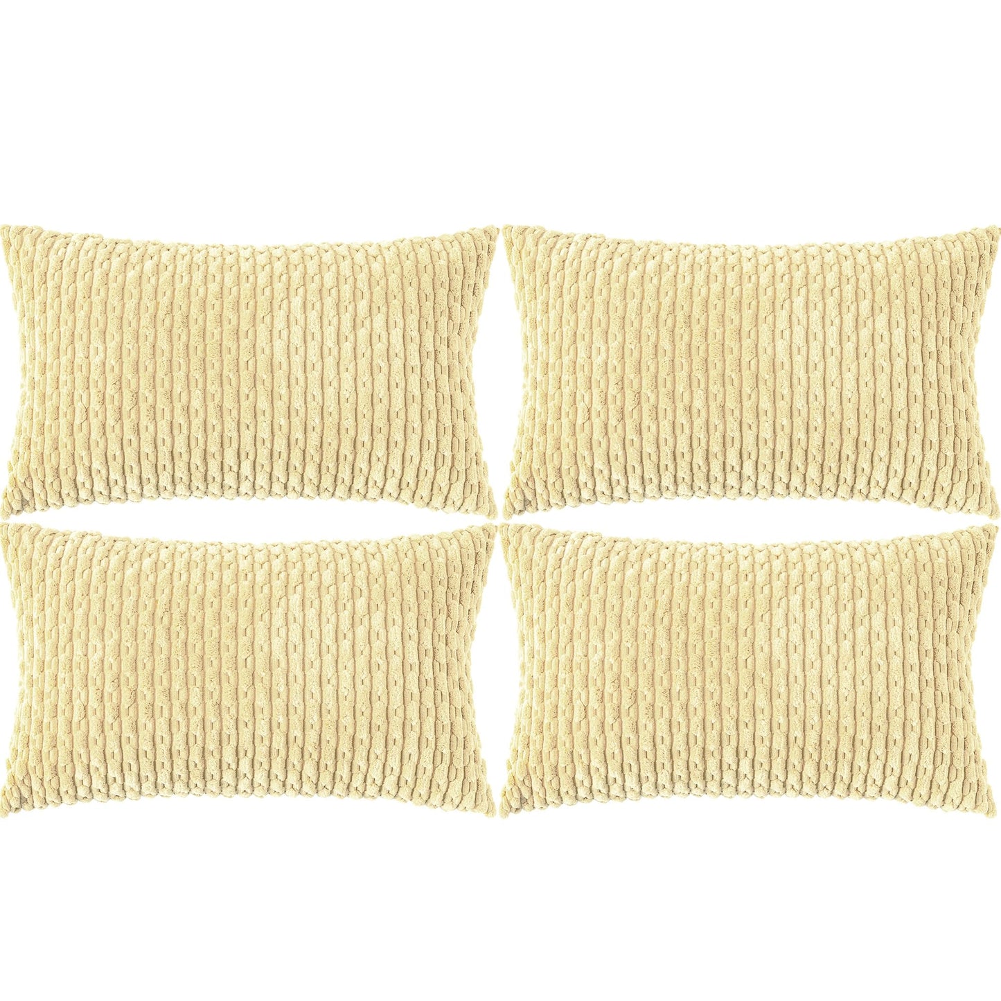 Neutral Corduroy Throw Pillow Covers Set