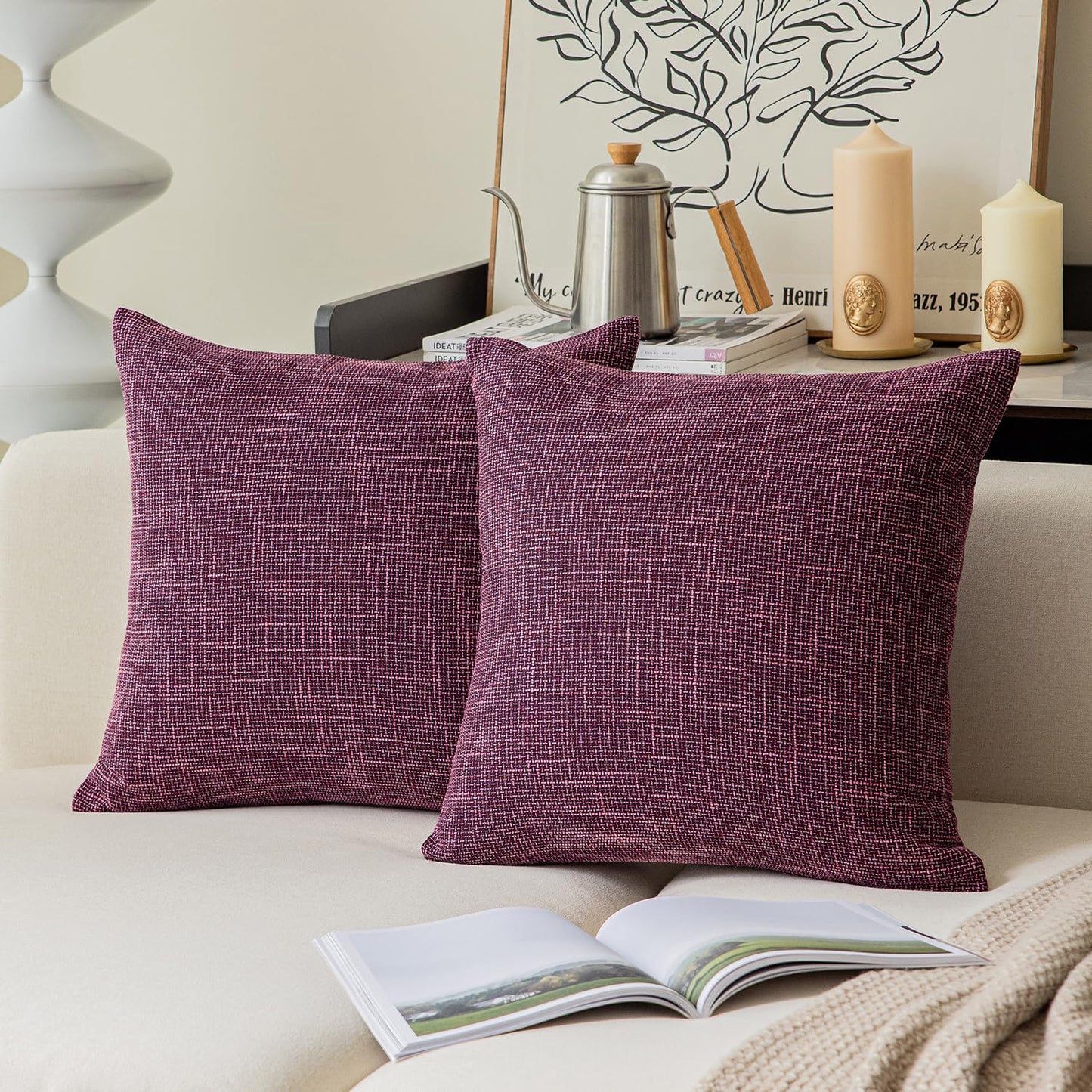 Linen Throw Pillow Covers Set