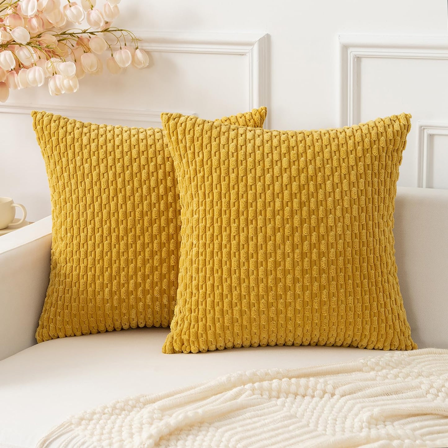 Boho Striped Corduroy Pillow Covers