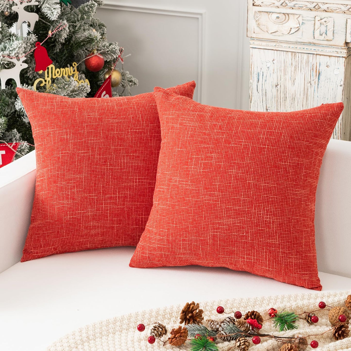 Linen Throw Pillow Covers Set