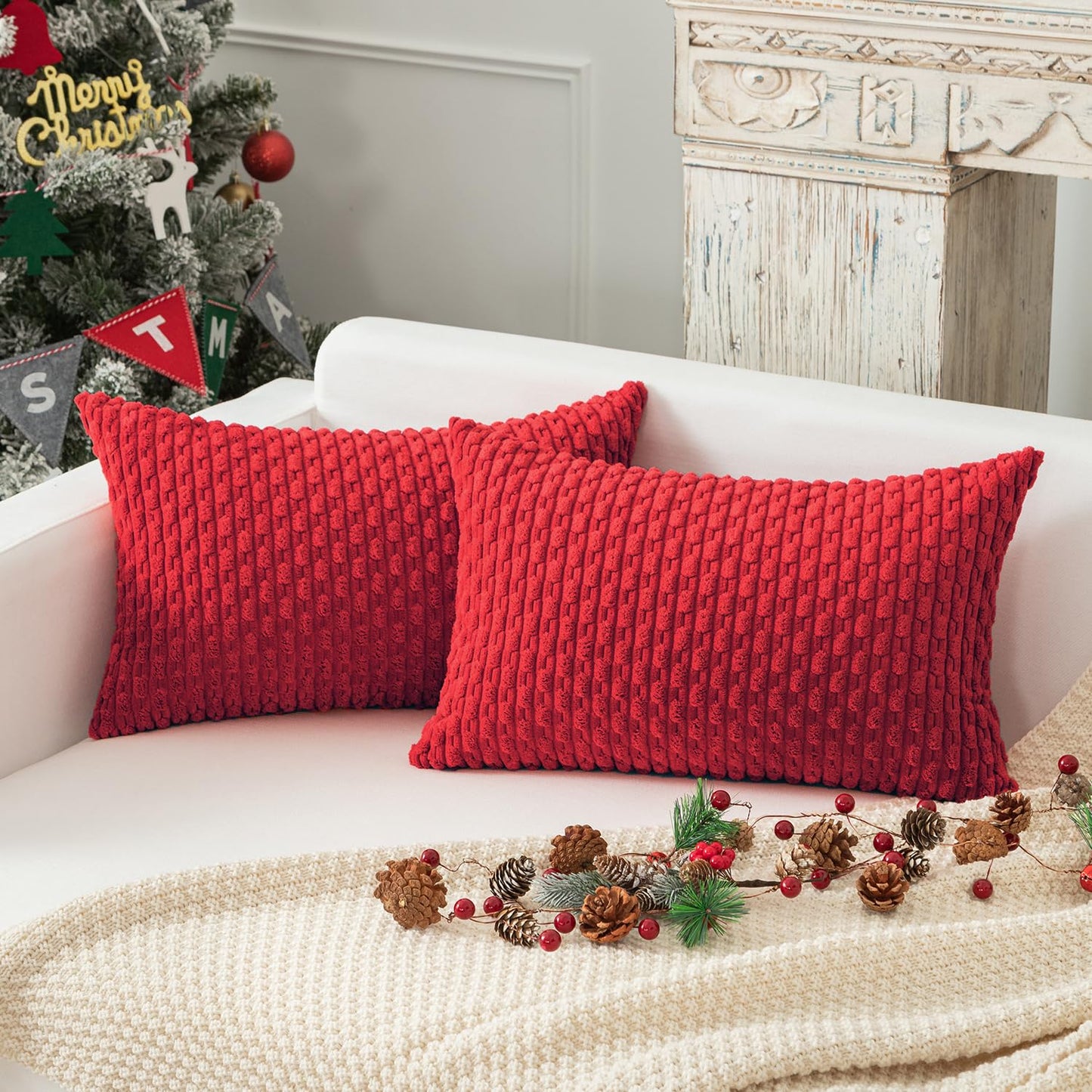 Boho Striped Corduroy Pillow Covers