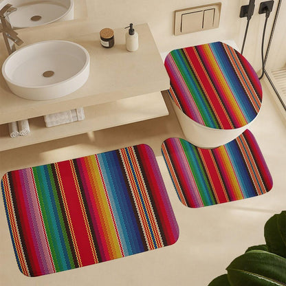 4 Piece Shower Curtain & Bath Mat Set