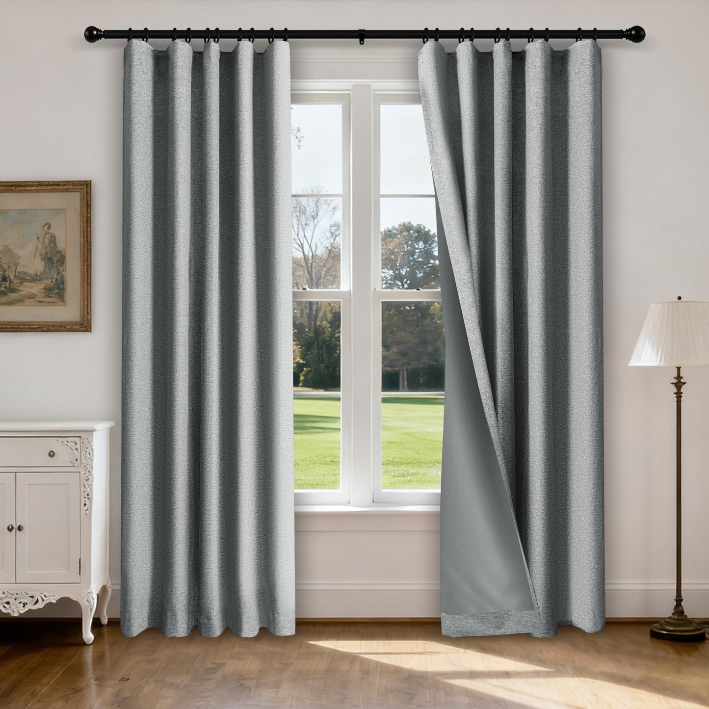 Linen Blend Blackout Curtain Set