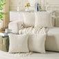 Neutral Corduroy Throw Pillow Covers Set
