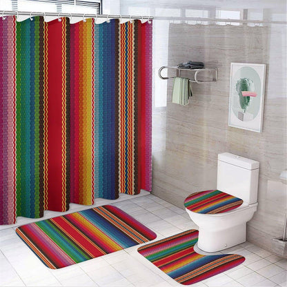 4 Piece Shower Curtain & Bath Mat Set