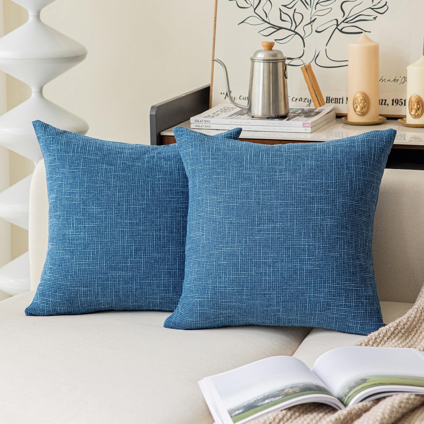 Linen Throw Pillow Covers Set