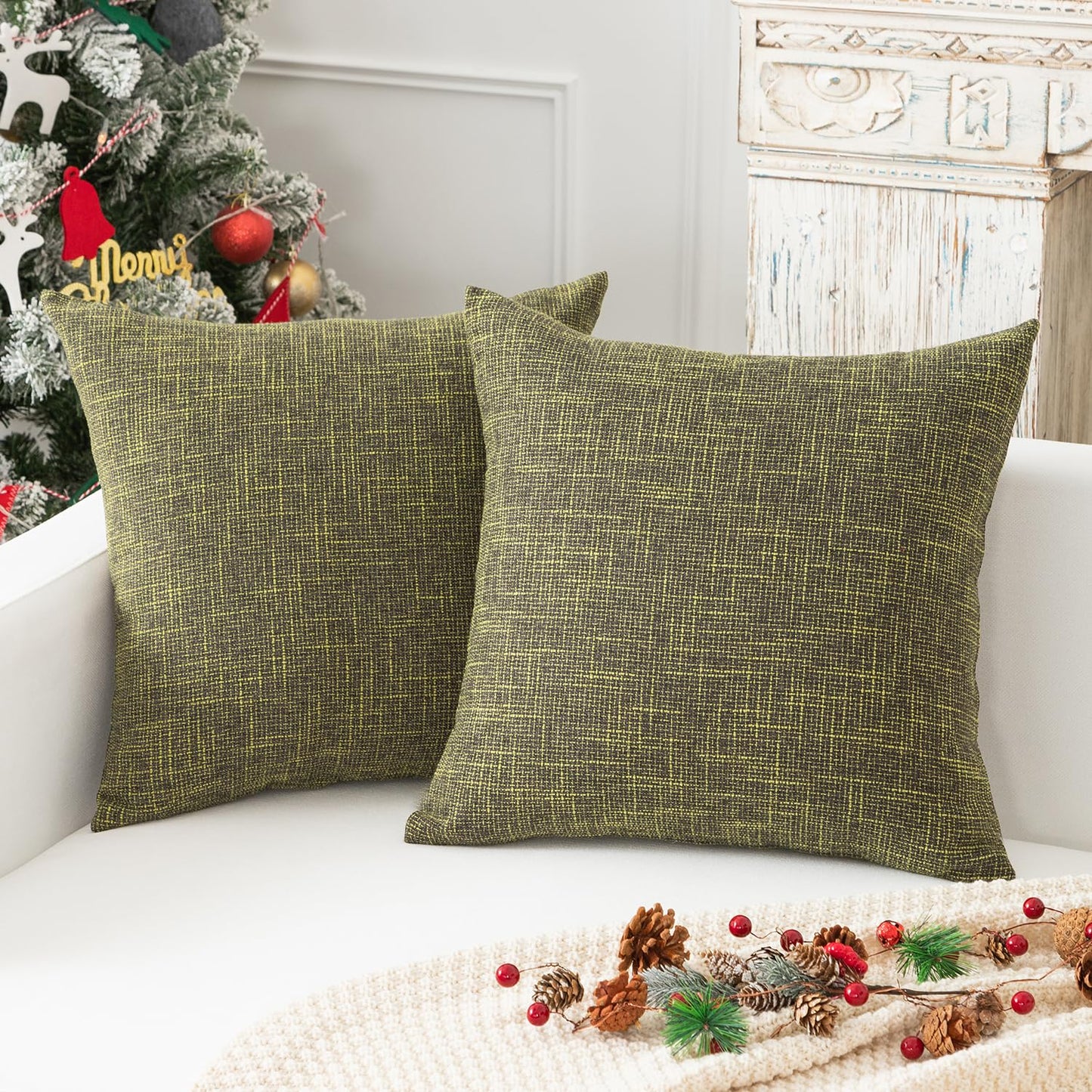 Linen Throw Pillow Covers Set
