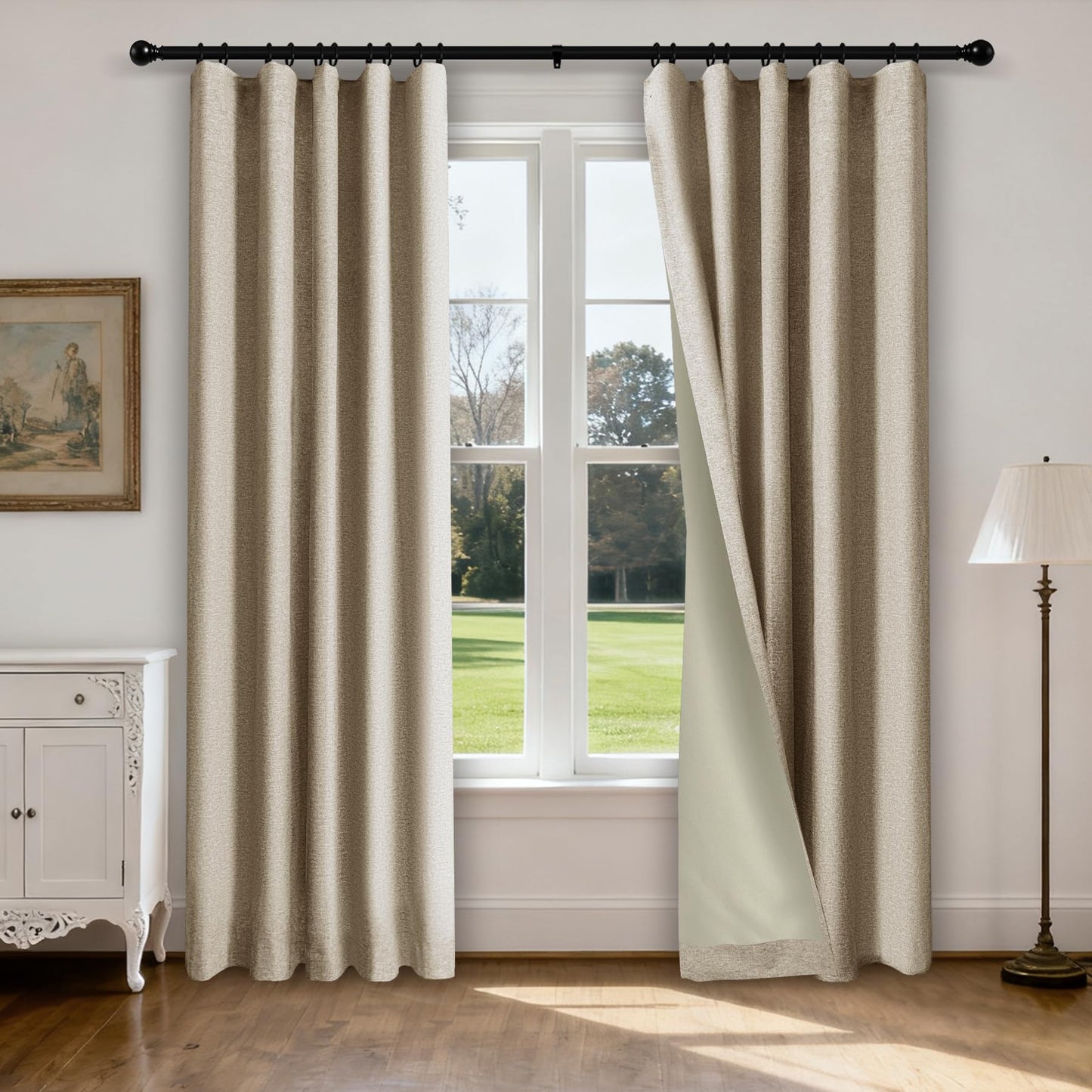 Linen Blend Blackout Curtain Set