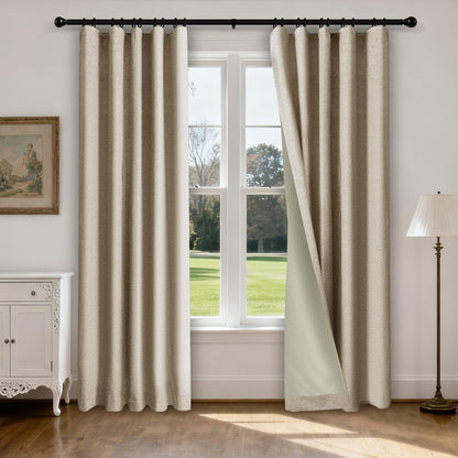 Linen Blend Blackout Curtain Set