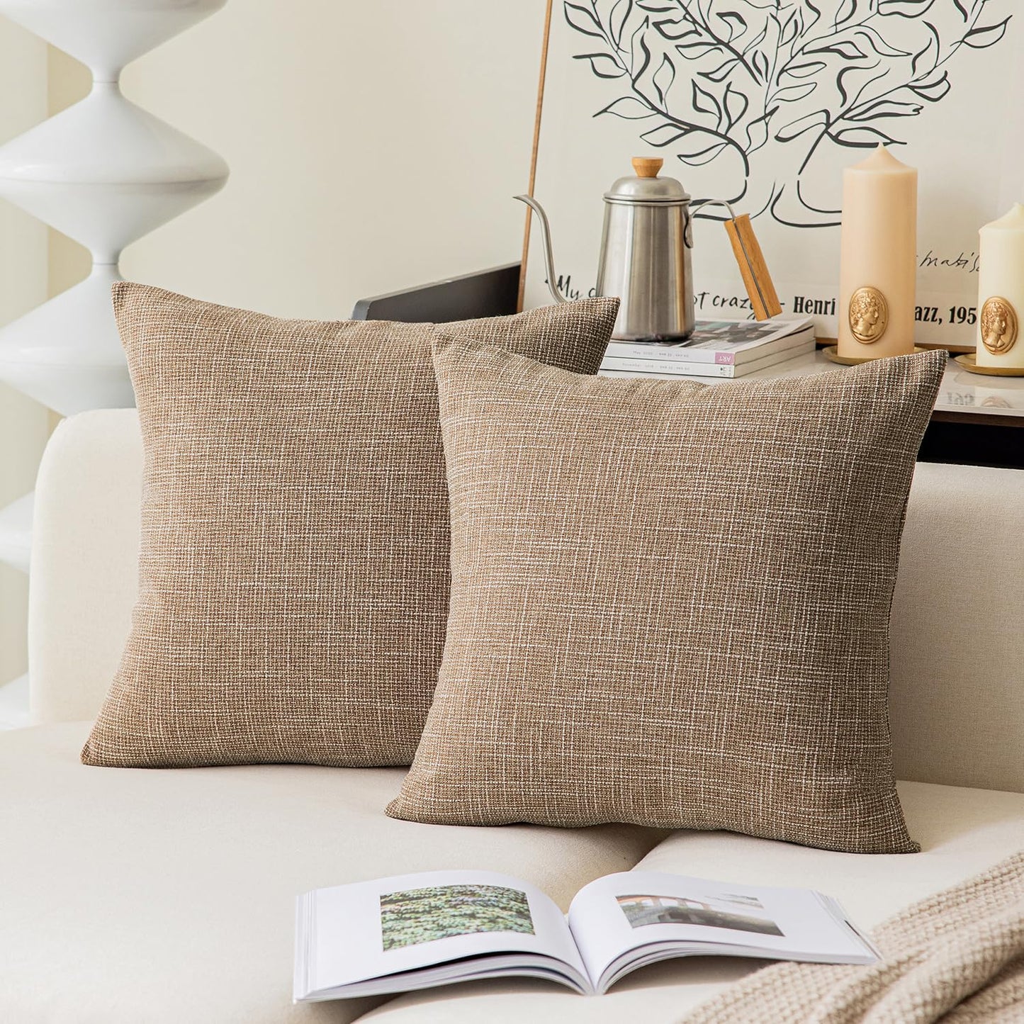 Linen Throw Pillow Covers Set