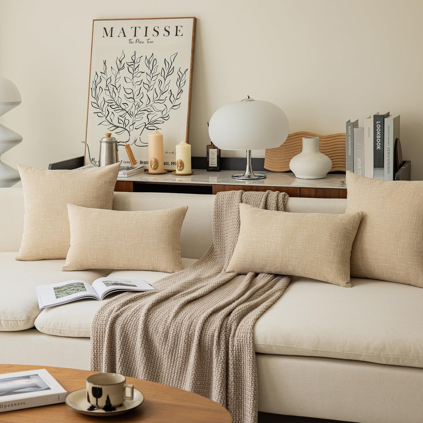 Linen Throw Pillow Covers Set