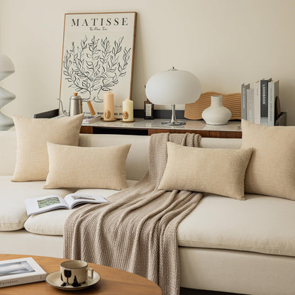 Linen Throw Pillow Covers Set