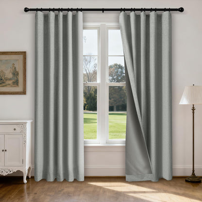 Linen Blend Blackout Curtain Set