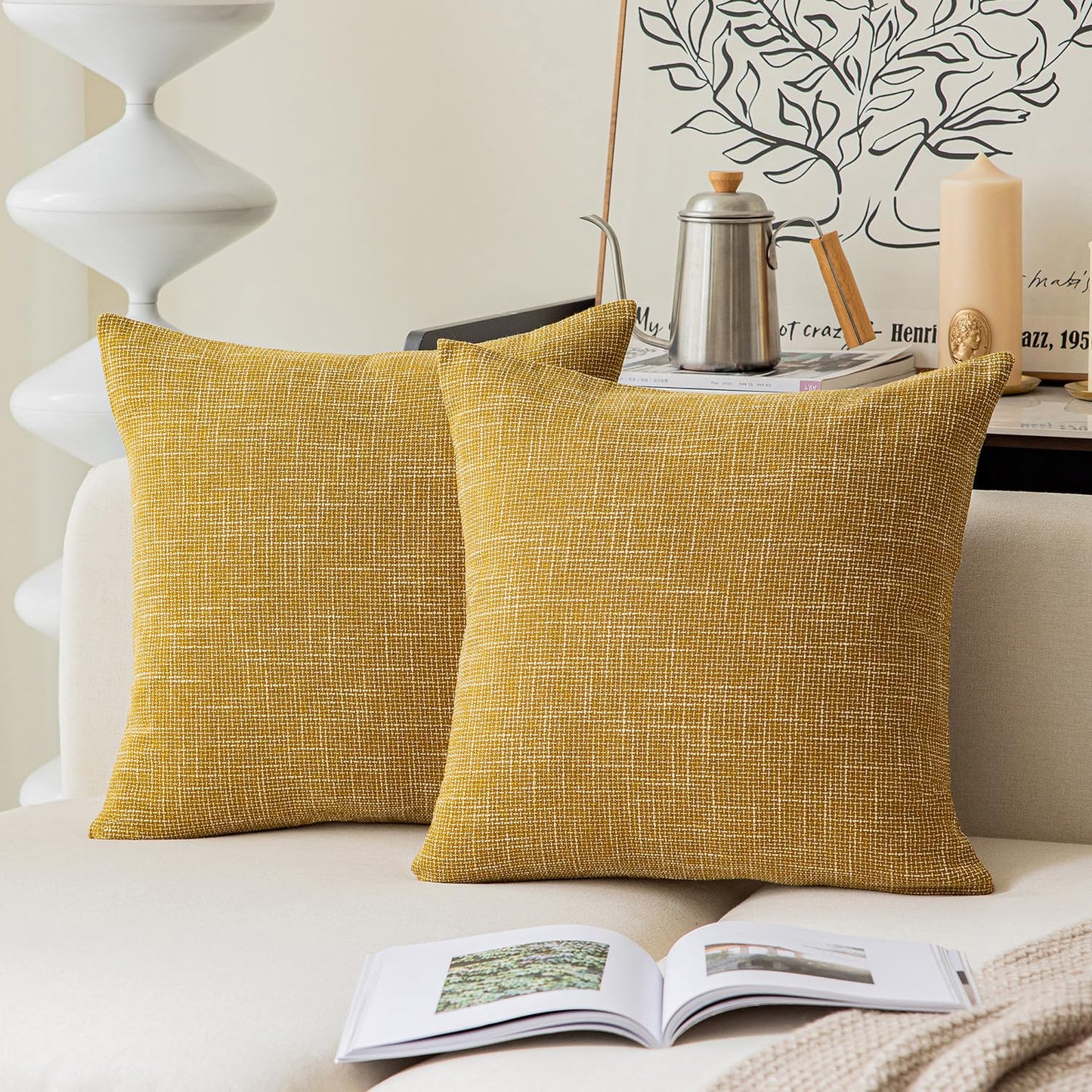 Linen Throw Pillow Covers Set