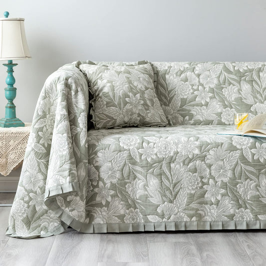 Embroidered Jacquard Sofa Slipcover