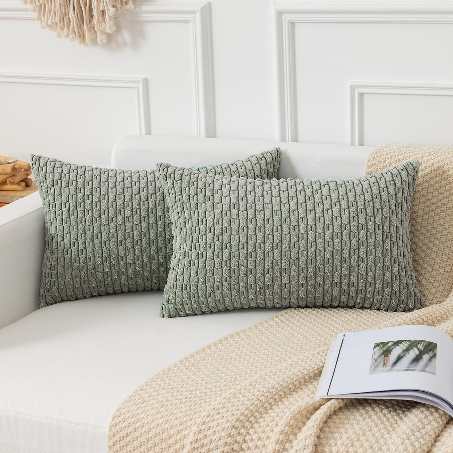 Boho Striped Corduroy Pillow Covers