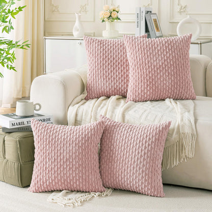 Neutral Corduroy Throw Pillow Covers Set