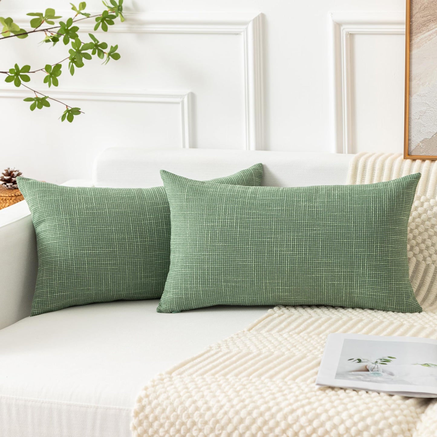Linen Throw Pillow Covers Set