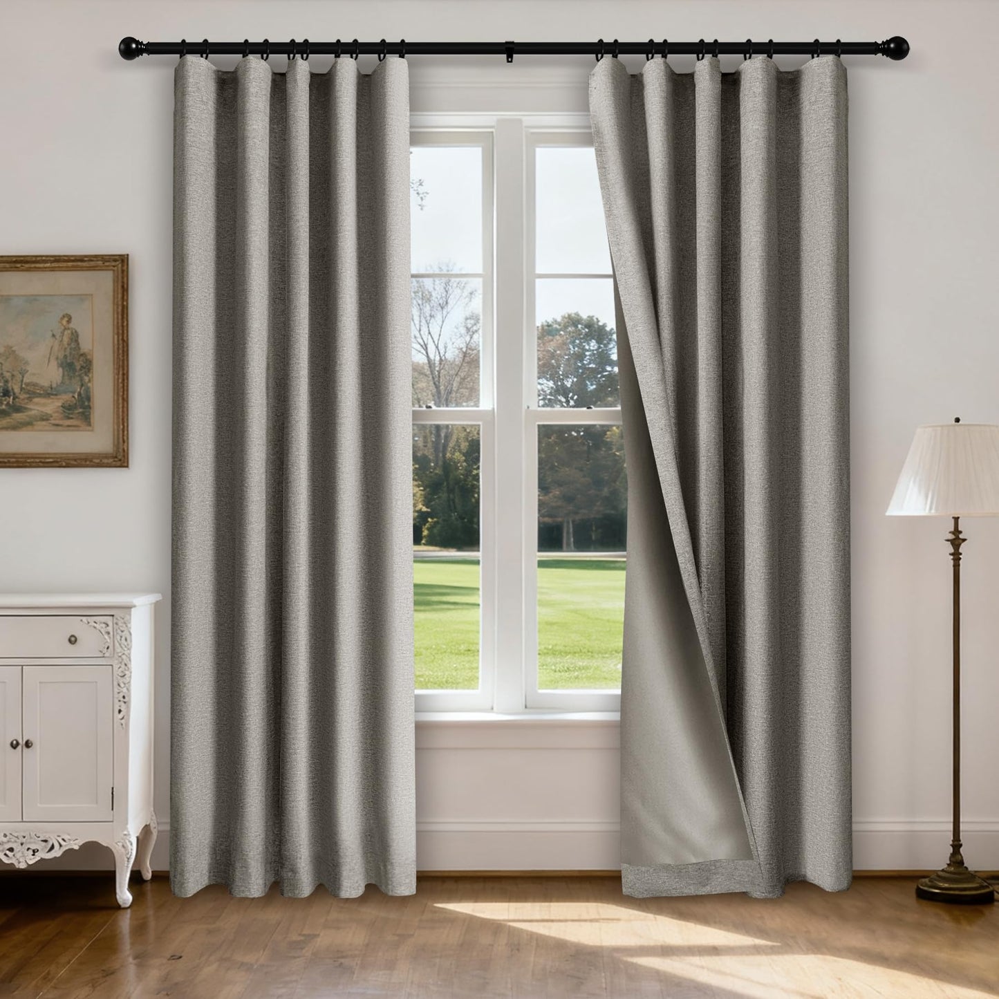 Linen Blend Blackout Curtain Set