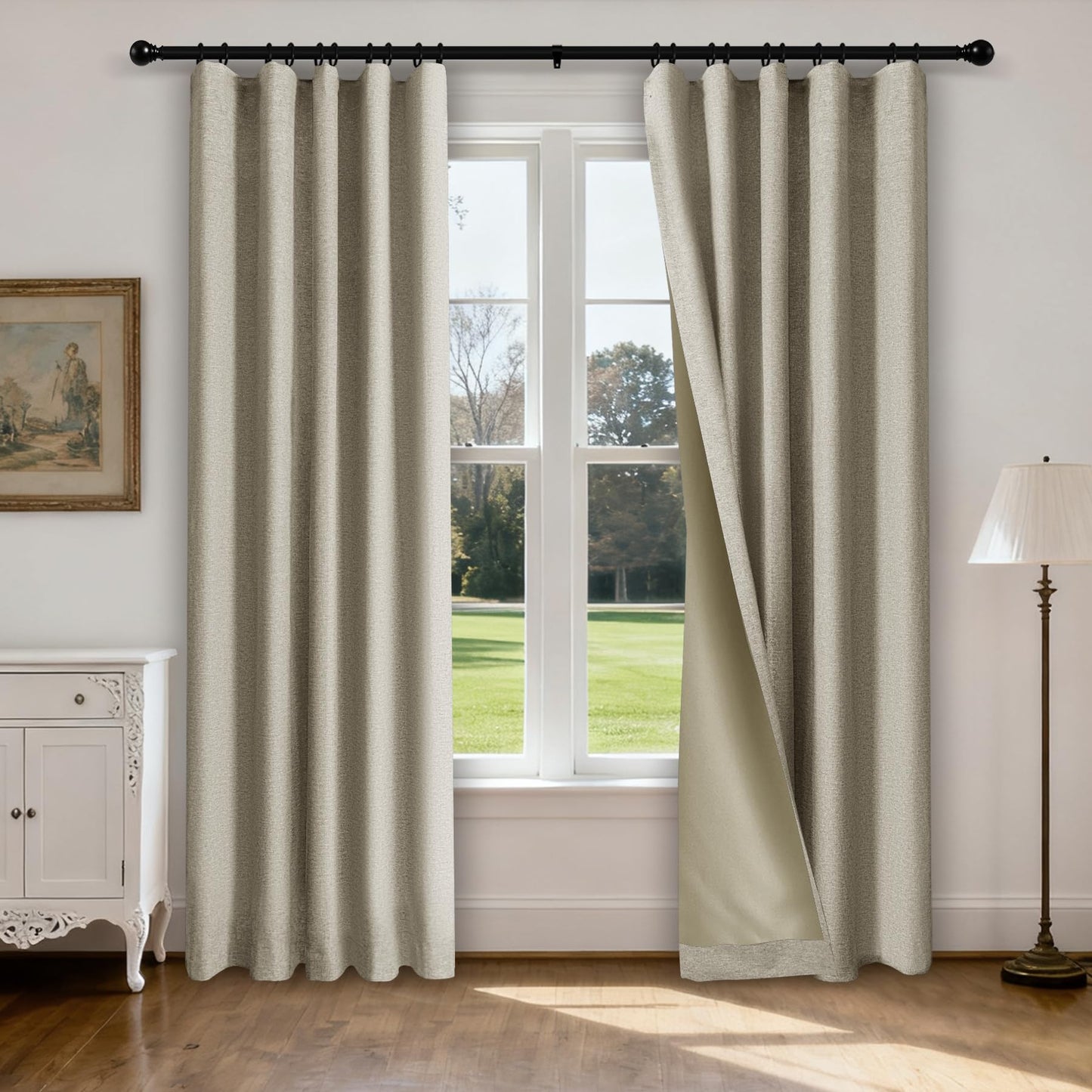 Linen Blend Blackout Curtain Set