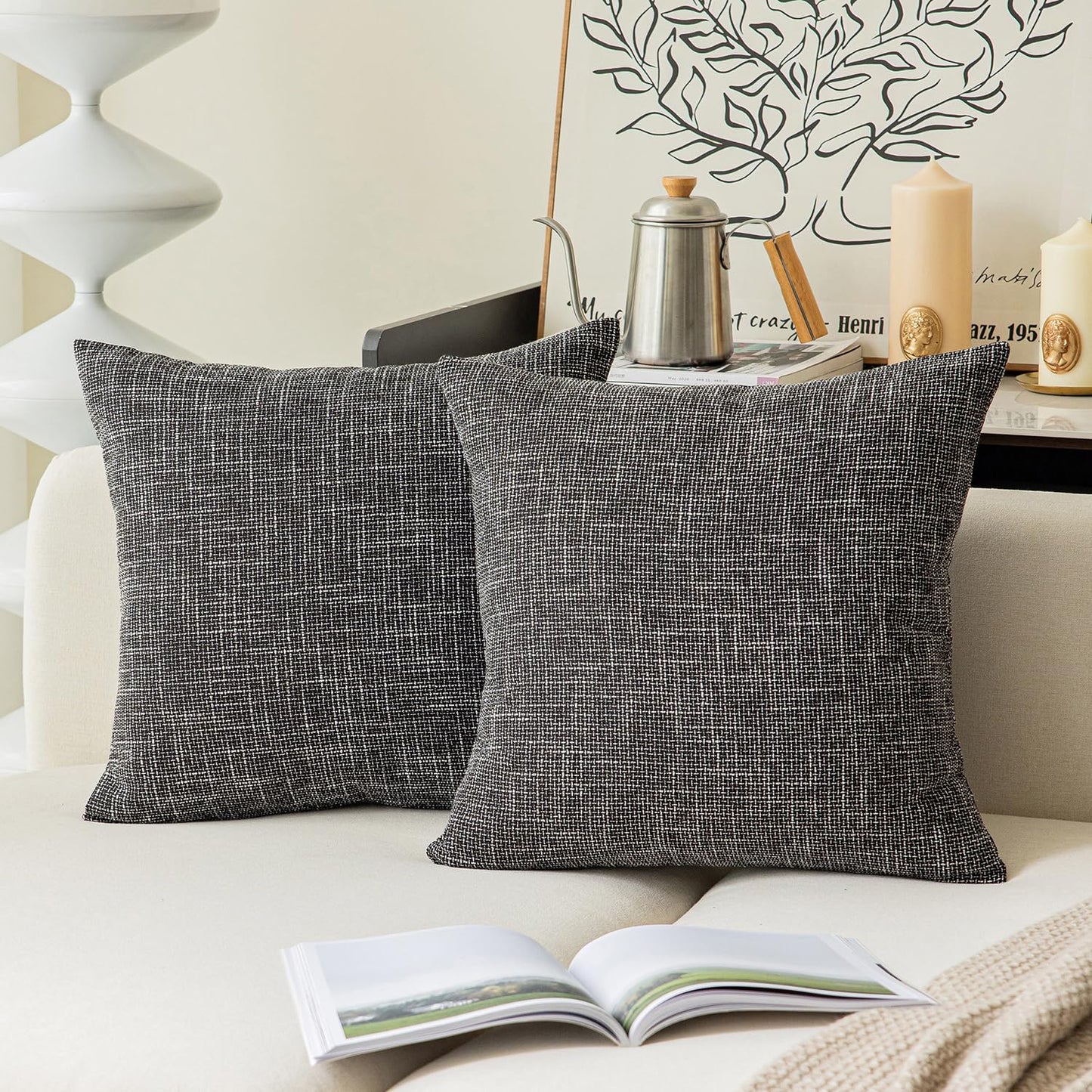Linen Throw Pillow Covers Set