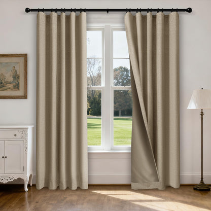 Linen Blend Blackout Curtain Set