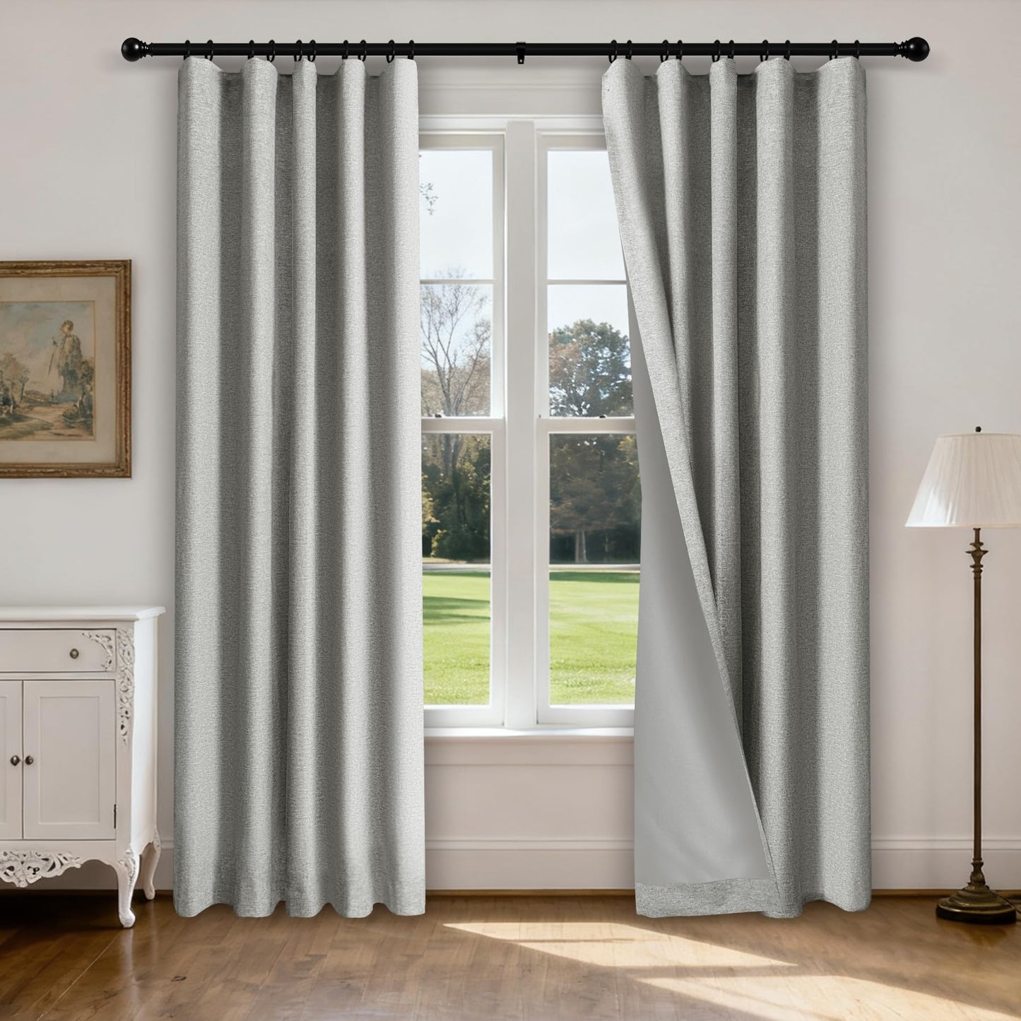 Linen Blend Blackout Curtain Set