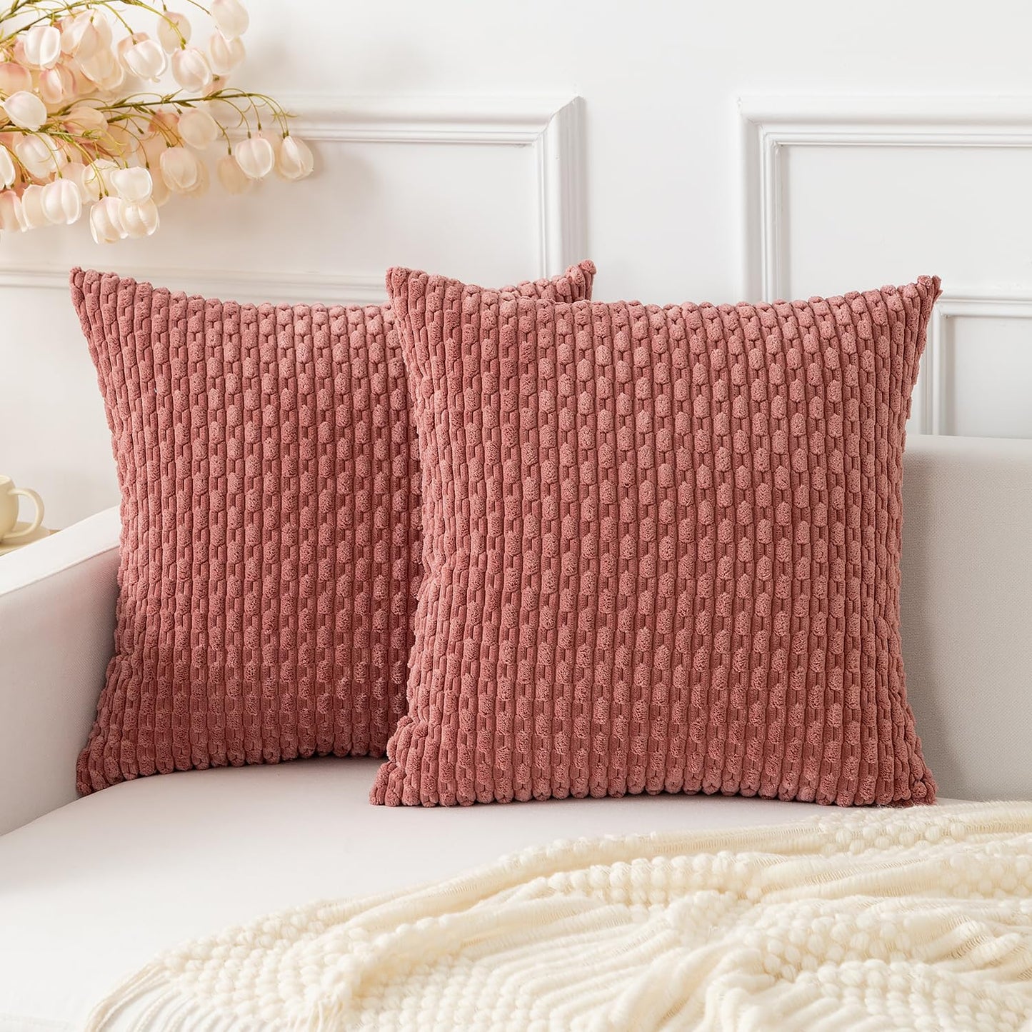 Boho Striped Corduroy Pillow Covers