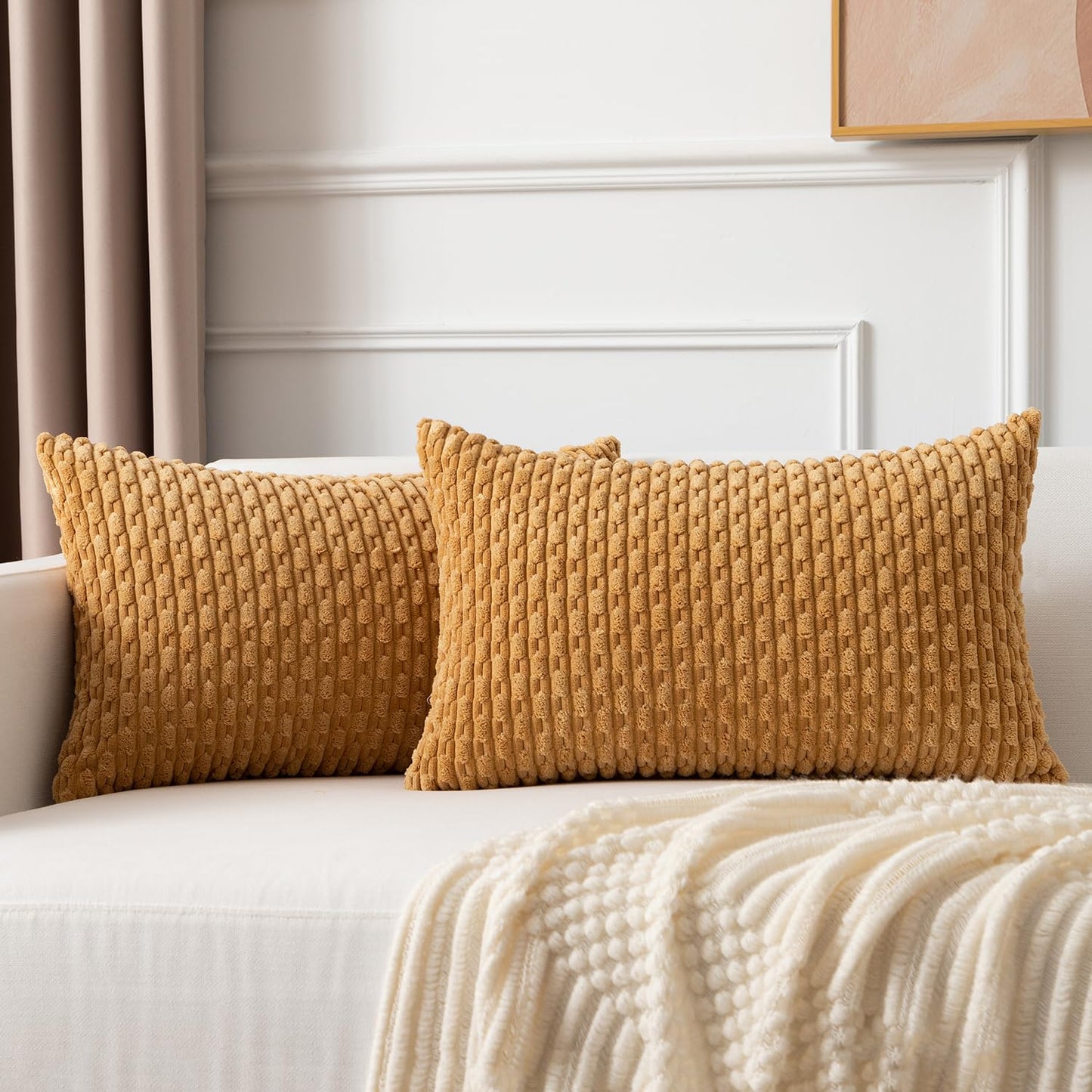 Boho Striped Corduroy Pillow Covers