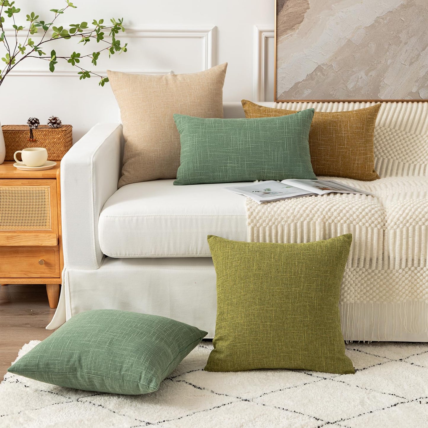 Linen Throw Pillow Covers Set