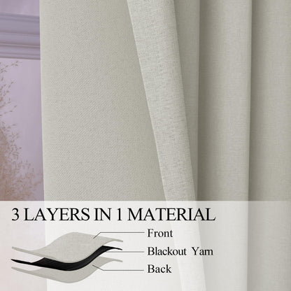 Linen Blend Blackout Curtain Set